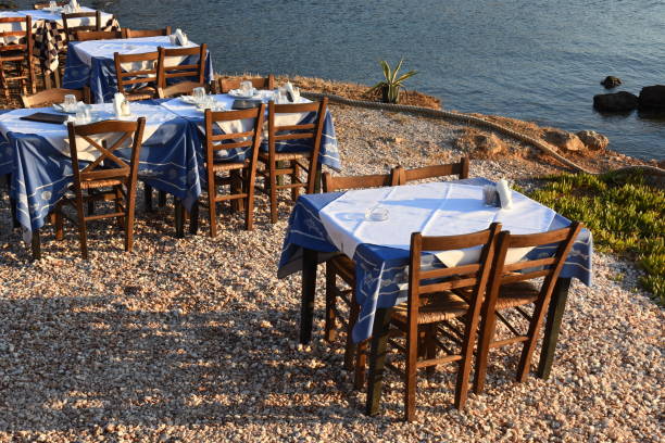 istock sunset beach restaurant at Anavyssos 1179126293