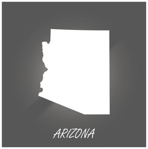 illustrations, cliparts, dessins animés et icônes de arizona map vector outline cartographie noir et blanc d'illustration fond - san luis arizona