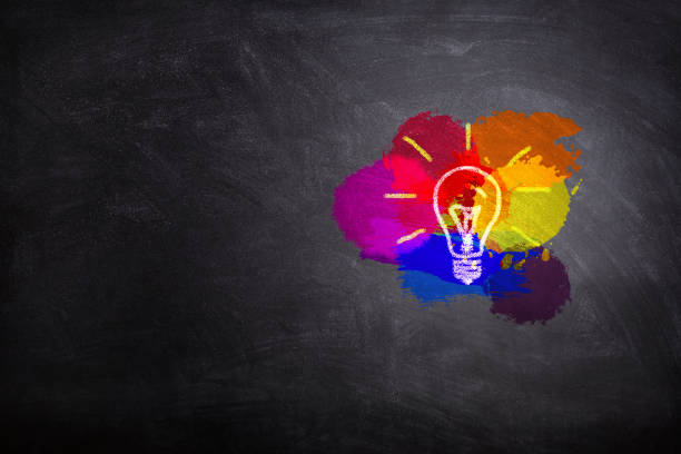 istock Business Idea Concept : Colorful light bulb lighting grow around on chalkboard. 1179143533