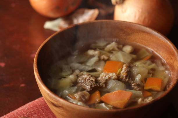 istock Consomme soup with steamed vegetables and beef 1179150748