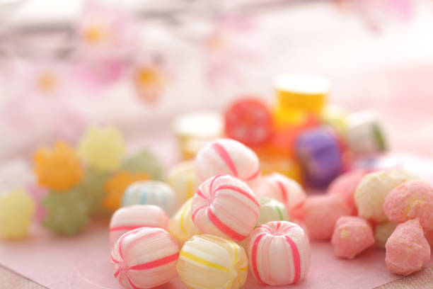 Colorful Japanese traditional sweets stock photo