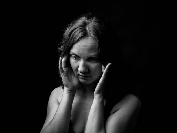 istock Young Woman Showing Expresion Black & White Isolated 1179152709