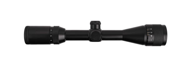 istock modern black optical scope for weapon isolated on white. sight scope isolated on white background 1179154292