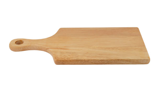 istock Brown wooden cutting board isolated on white 1179157582