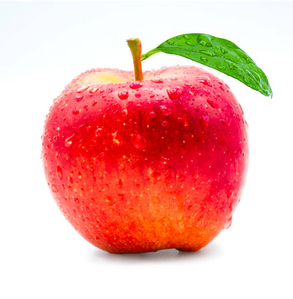 istock Fresh red apple with green leaf and droplet on white background. Isolated concept. 1179158306