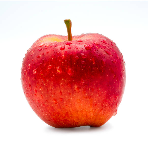 istock Fresh red apple with green leaf and droplet on white background. Isolated concept. 1179158587