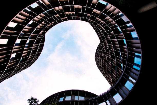 istock Abstract image of a modern building with a dynamic facade. 1179165824