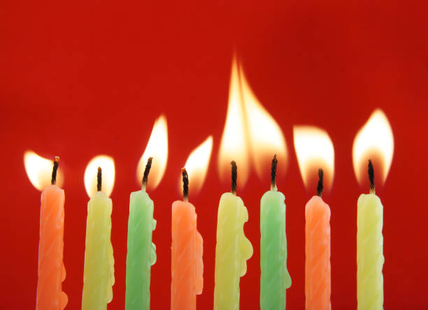 istock Birthday candles on red 1179167940