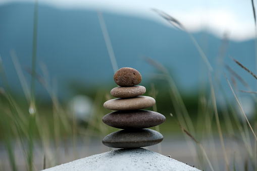 Stone arrangement into Zen style