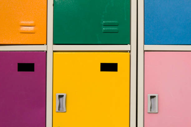istock Colorful children's lockers in the elementary school 1179178753