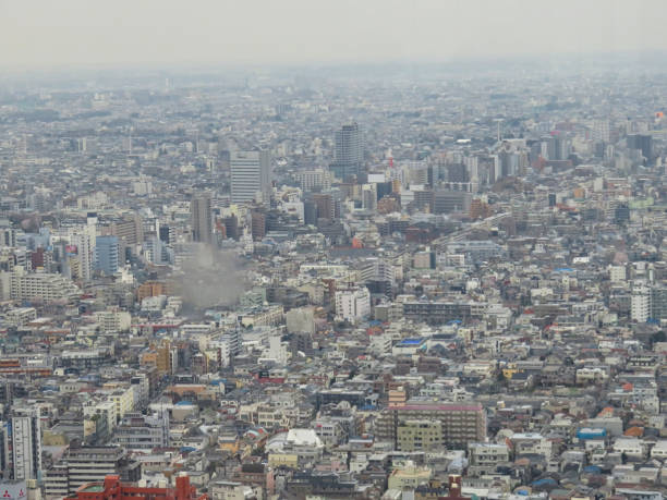 view to tokyo city at summer