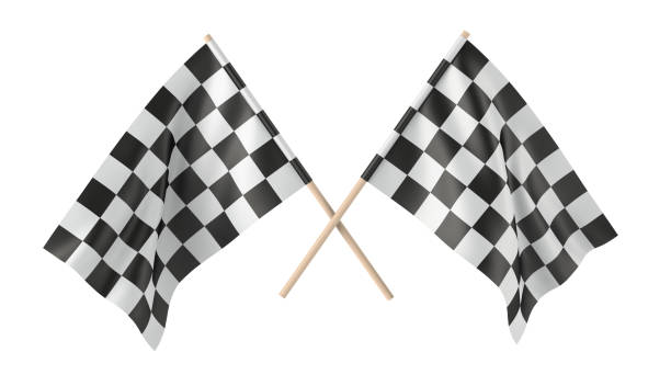Checkered Flags 3d illustration street racing stock pictures, royalty-free photos & images