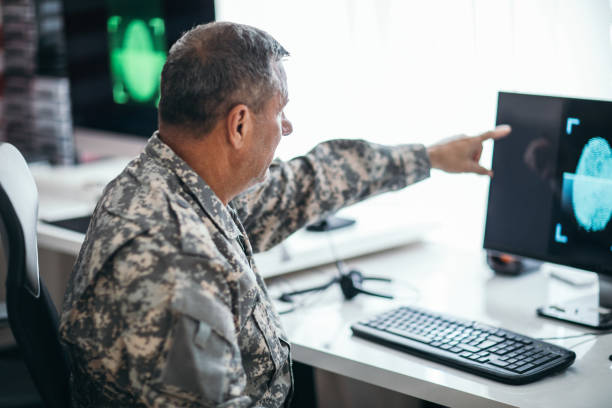 istock US senior soldier working at the office 1179194526