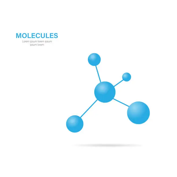 Vector illustration of Molecule with shadow on a white background, vector