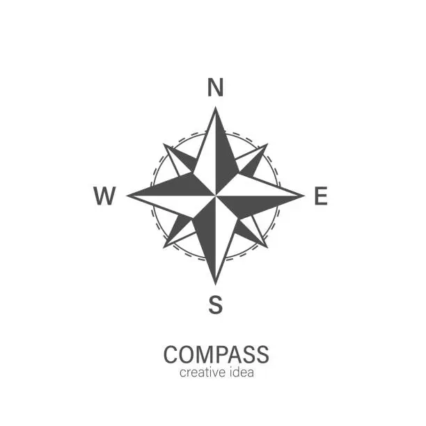 Vector illustration of Compass icon on a white background, vector symbol