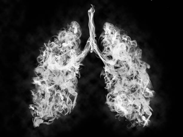 illustrazione di un fumo tossico in lung . concetto di cancro o malattia - morte illustrazioni foto e immagini stock