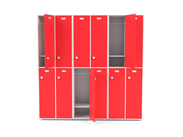 istock Red lockers. Two row section of lockers for schoool or gym 1179207362
