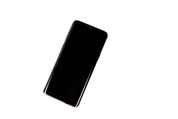 South Korean company Samsung Electronics presented smartphone Samsung Galaxy S9 February 25, 2018. The phone is captured on the white background and isolated April 4, 2018 in Turku, Finland. The phone is turned off with the plain black screen.