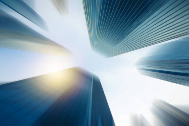 istock bottom view of modern skyscraper business district concept . background 1179208703