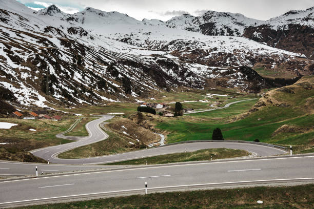 julier pass road in switzerland