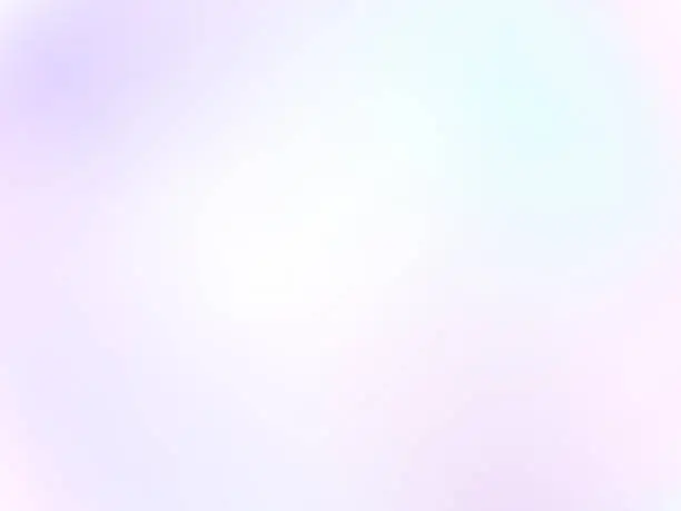 Vector illustration of Light pastel background. Diffused white, purple, pink, turquoise hues. Gentle tones. Soft blurred gradient. Abstract vector delicate, dreamy, airy image. EPS 10 illustration