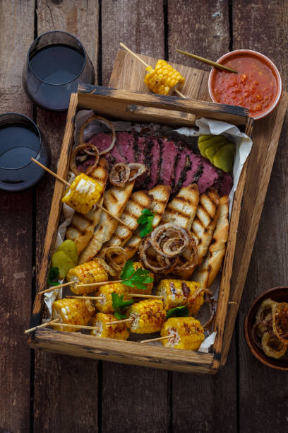 istock Delicious pastrami with toasted bread and corn. 1179220256