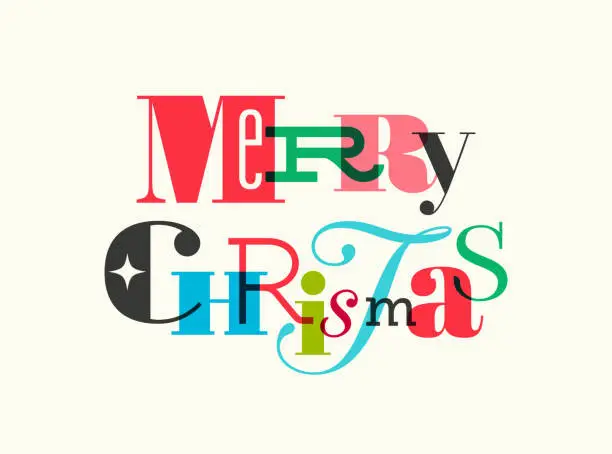 Vector illustration of Christmas Card with Typography Greetings
