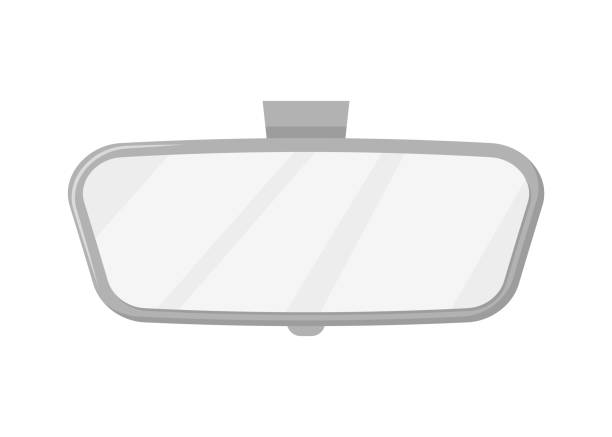 зеркало заднего вида автомобиля плоское изолированное на белом фоне - mirror car rear view mirror road stock illustrations