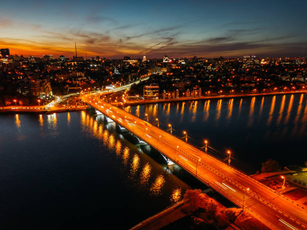 istock Evening summer Voronezh, Chernavsky bridge, aerial view 1179234961