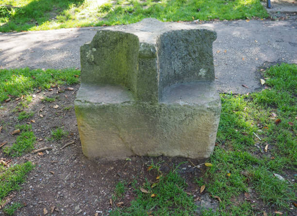 istock Carved stone seat in Chepstow 1179239248