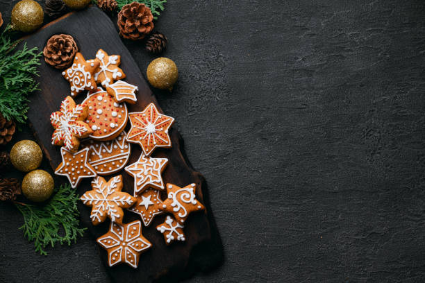 istock Christmas background with gingerbread cookies 1179245424