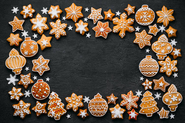 istock Christmas background with gingerbread cookies 1179245430