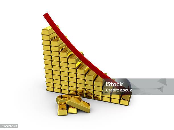 Fallenden Gold Preis Stockfoto und mehr Bilder von Bankgeschäft - Bankgeschäft, Barren - Geld und Finanzen, Börse