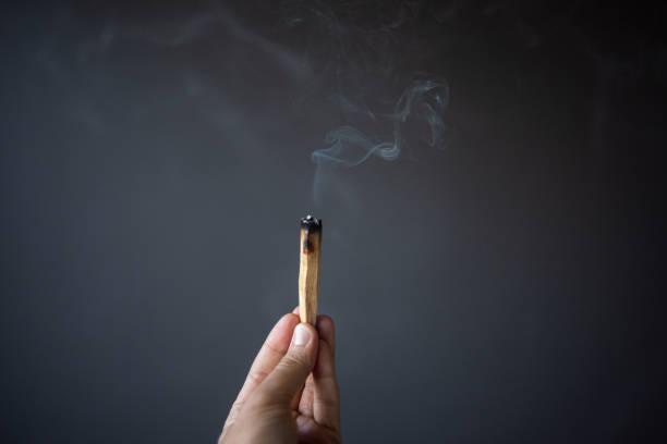 istock Holding burnt Palo Santo in his hand 1179251023