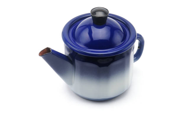 istock Vintage teapot in blue on a white background 1179254656