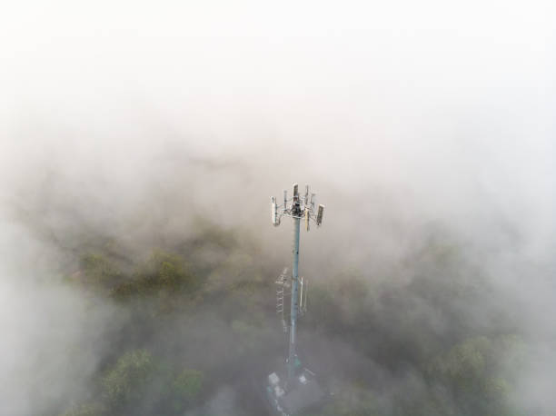 foggy sunrise at rich mountain on the appalachian trail from above - blue ridge mountains appalachian mountains sunrise mountain imagens e fotografias de stock