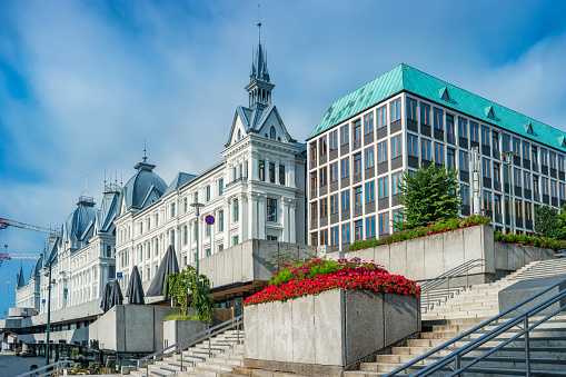 Stock photograph of Victoria Terrasse in downtown Oslo Norway. It is a historic building complex, now housing the Norwegian Ministry of Foreign Affairs.