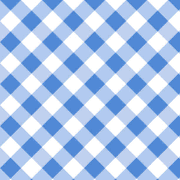 블루 깅엄 패턴입니다. 격자 무늬, 식탁보, 옷, 셔츠, 드레스에 대한 사각형 텍스처. 벡터 일러스트레이션 - blue gingham stock illustrations