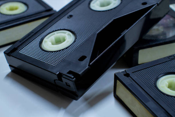 istock Close-up old retro videotape on the white background 1179279362