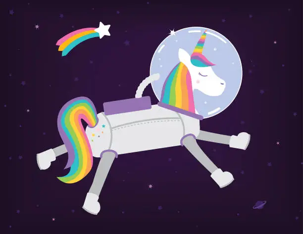 Vector illustration of Unicorn Astronaut