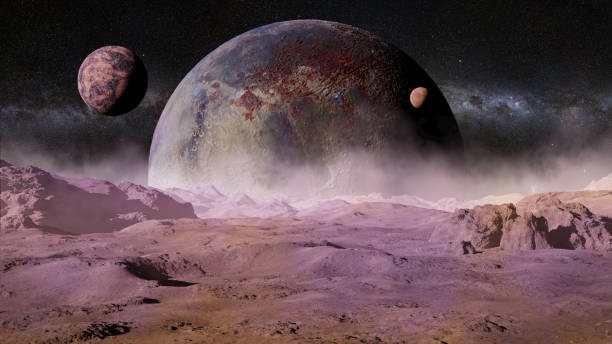 istock alien landscape with planet and moons in the sky 1179283184