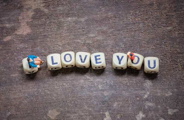 Square wood with I LOVE YOU letters.