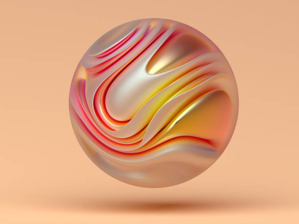 istock 3d render of abstract 3d glass ball with blur effect on the edges with organic curved shape inside in matte and glossy material with pink to orange color gradient on light orange background 1179287621