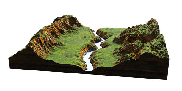 istock cross section of ground with hills, river and meadows (3d rendering, isolated on white background) 1179293448
