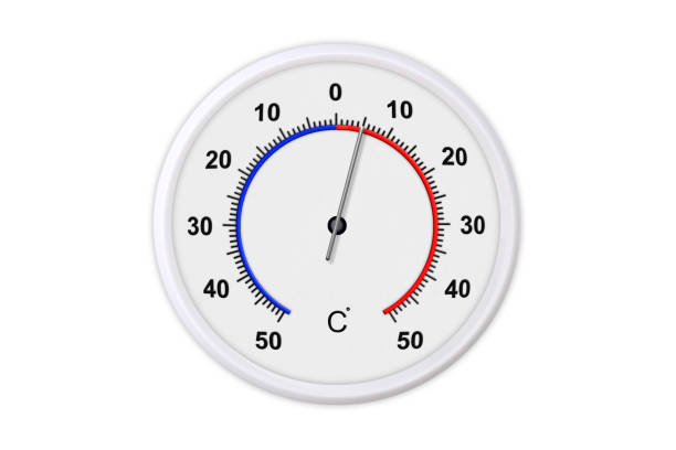 istock Celsius scale thermometer for measuring weather temperature.  Thermometer isolated on white background. Ambient temperature plus 5 degrees 1179297355