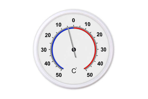 istock Celsius scale thermometer for measuring weather temperature.  Thermometer isolated on white background. Ambient temperature minus 5 degrees 1179297357