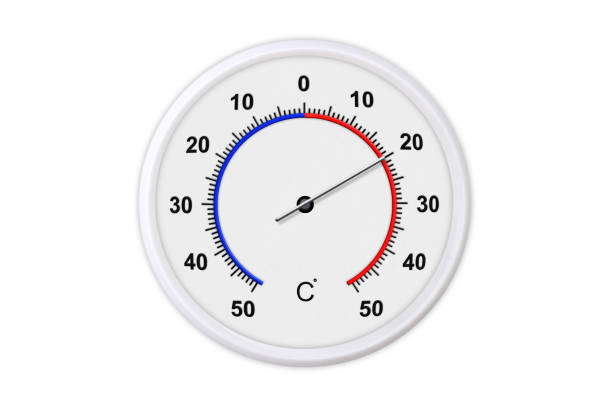 istock Celsius scale thermometer for measuring weather temperature.  Thermometer isolated on white background. Ambient temperature plus 20 degrees 1179297371