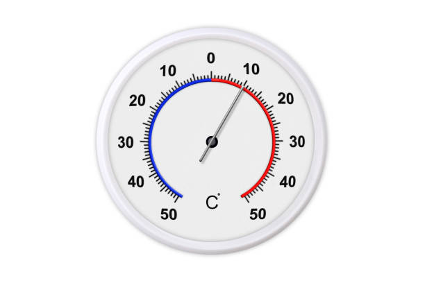 istock Celsius scale thermometer for measuring weather temperature.  Thermometer isolated on white background. Ambient temperature plus 10 degrees 1179297375