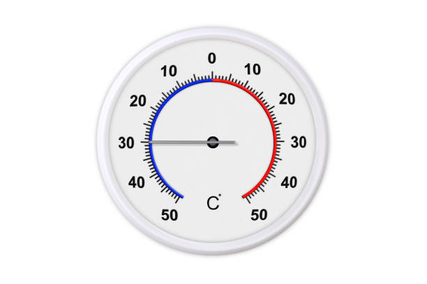 istock Celsius scale thermometer for measuring weather temperature.  Thermometer isolated on white background. Ambient temperature minus 30 degrees 1179297382