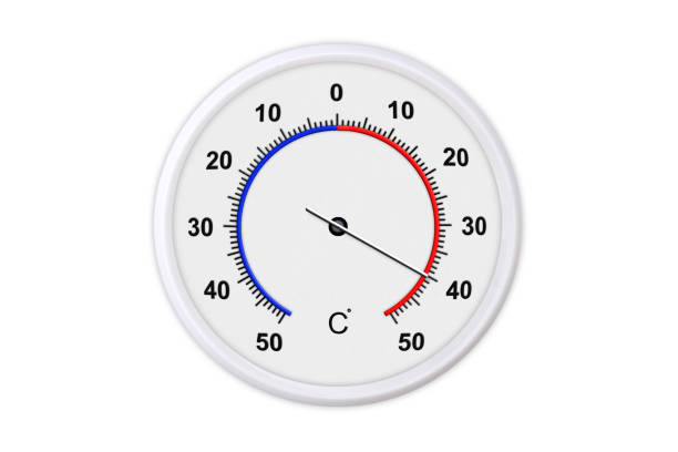 istock Celsius scale thermometer for measuring weather temperature.  Thermometer isolated on white background. Ambient temperature plus 40 degrees 1179297389